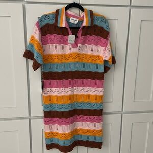 Callahan & Free People Marg Polo Knit Striped Multicolor Dress size Small NWT